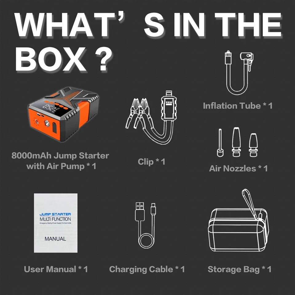 Portable Car Jump Starter With Air Compressor